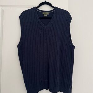 Eddie Bauer men’s navy blue knit cotton cashmere blend sweater vest size XL